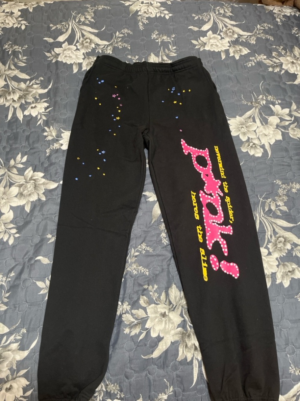 Sp5der p*nk sweatpants size large